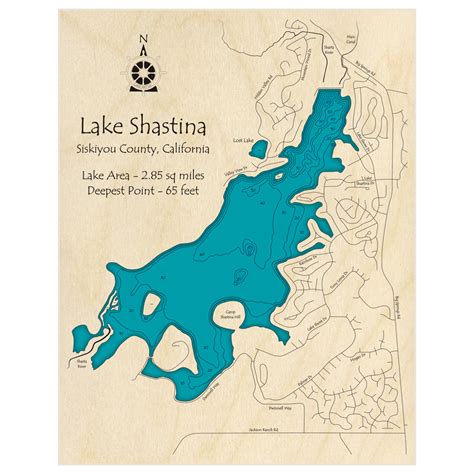 Lake Shastina 3D Custom Wood Map – Lake Art LLC