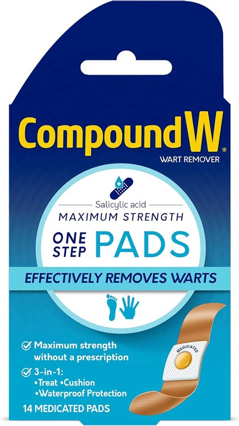 Compound W Wart Remover One Step Pads - Maximum Strength - Waterproof ...