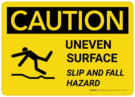 Caution: Uneven Surface - Slip and Fall Hazard with Icon Landscape ...