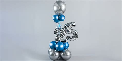 Blue & Silver Number 25 Balloon Bouquet | Balloon Decoration in Mumbai | TogetherV