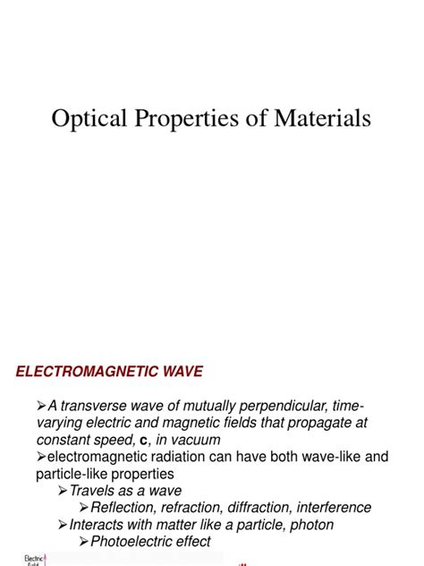 Optical Properties of Materials | PDF | Optics | Refraction