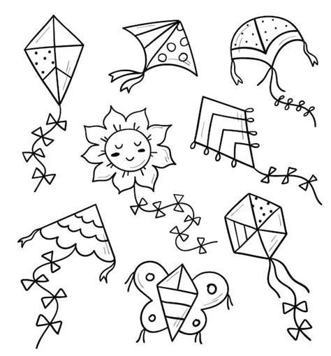 Premium Vector | Hand drawn flying kites set. Doodle sketch. Different ...