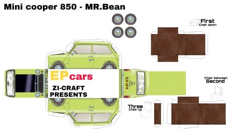 Paper car Mr.bean Mini cooper 850 | Paper car, Craft presents, Paper ...