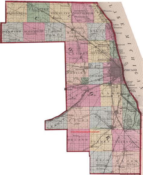 Cook County, Illinois 1870 Map