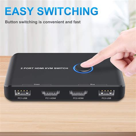 Buy KVM Switch HDMI 2 Port Box,ABLEWE USB and HDMI Switch for 2 Computers Share Keyboard Mouse ...