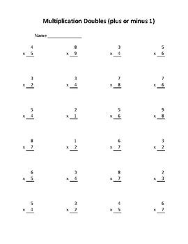 Multiplication Doubles Problems Plus or Minus 1 by Carrie Pradel