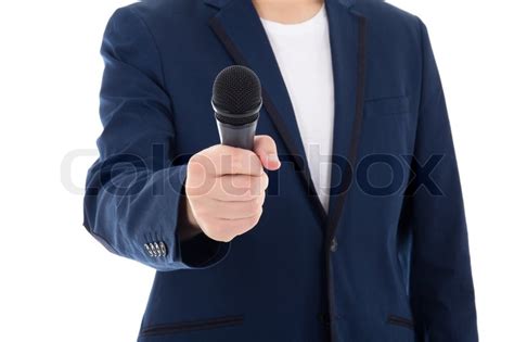 News reporter journalist interviews a ... | Stock image | Colourbox