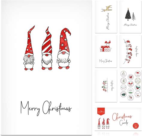 Amazon.com : ZICOTO Beautiful Modern Christmas Cards Set of 20 - Incl. Bulk Envelopes, Matching ...