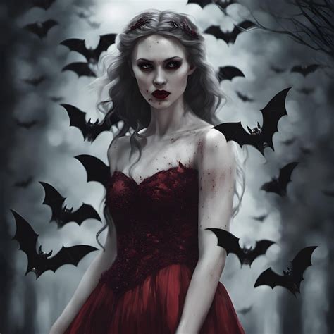 Premium AI Image | a digital illustration of a vampire queen with pale skin and blood red eyes ...