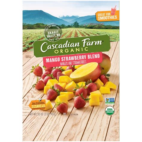 Cascadian Farm Organic Mango Strawberry Blend, 32oz Resealable Bag (Frozen), Organically Farmed ...