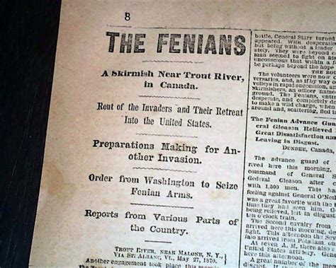 1870 Fenian raids into Canada.... - RareNewspapers.com