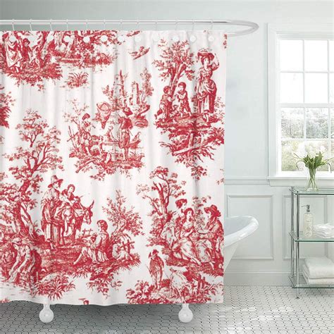 Libin Toile Red French Country Vintage Custom Trending Shower Curtain ...