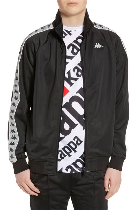 Kappa 222 Banda Anniston Track Jacket in Black/ Grey Silver/ White ...