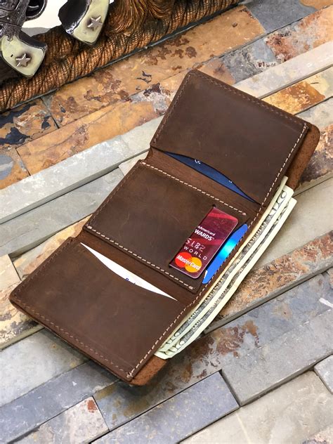 Trifold Mens Wallet, Men's Leather Trifold Wallet Made with Distressed Leather- Holds Lots of ...