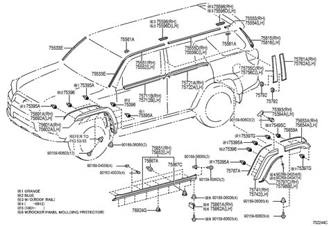 2010 Toyota 4Runner Clip, outside moulding, no.2; clip, outside moulding, no.4. Clip ...