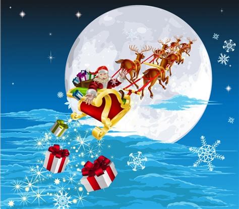 Cartoon santa claus gifts christmas sleigh vector Free vector in ...