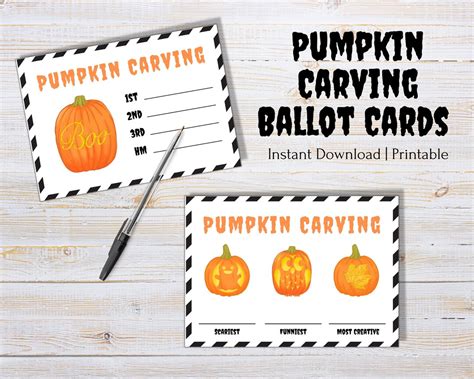 Pumpkin Carving Ballots Pumpkin Carving Voting Cards Pumpkin Carving ...