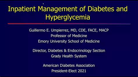 Management of Inpatient Diabetes and Hyperglycemia - YouTube