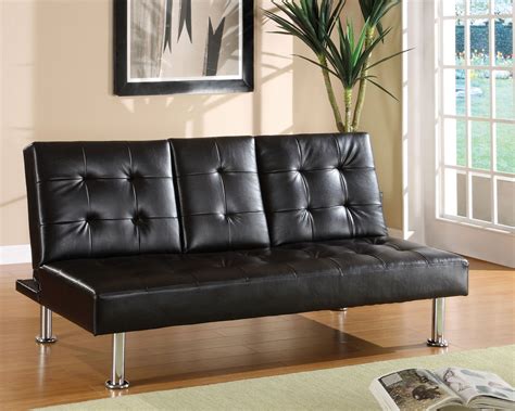 Black Modern Futon | Futon living room, Futon sofa, Leather futon