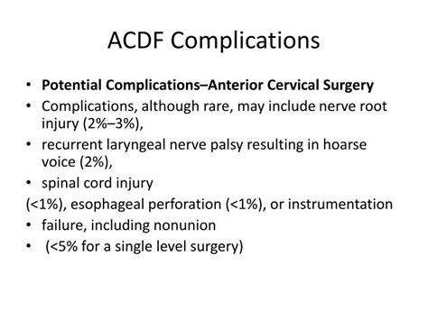 PPT - ANTERIOR CERVICAL DISCECTOMY WITH FUSION (ACDF) PowerPoint Presentation - ID:1599497