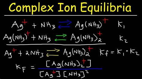 Complex Ion Equilibria - Stepwise Formation Constant Kf & Ksp Molar Solubility Problems