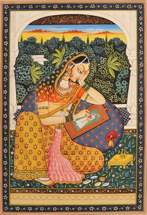 The Young Princess Absorbed in Portraying Her Lord | Mughal art ...