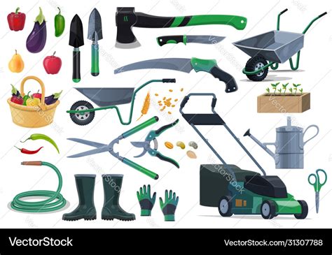 Gardening farming equipment ant tools Royalty Free Vector