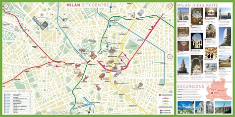 Milan city map tourist - City sightseeing milan map (Lombardy - Italy)