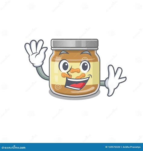 Waving Friendly Peanut Butter Cartoon Character Design Stock Vector ...