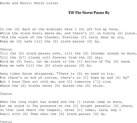 Till The Storm Passes By - Christian Gospel Song Lyrics and Chords