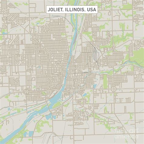 Joliet Illinois US City Street Map Digital Art by Frank Ramspott - Fine ...