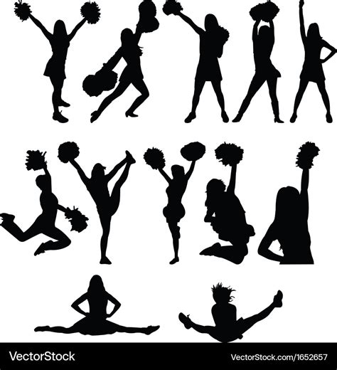 Cheerleader silhouette set Royalty Free Vector Image