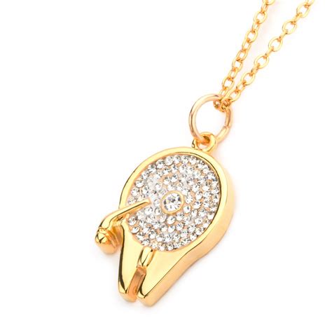 Gold Plated Millennium Falcon Crystal Necklace - The Kessel Runway