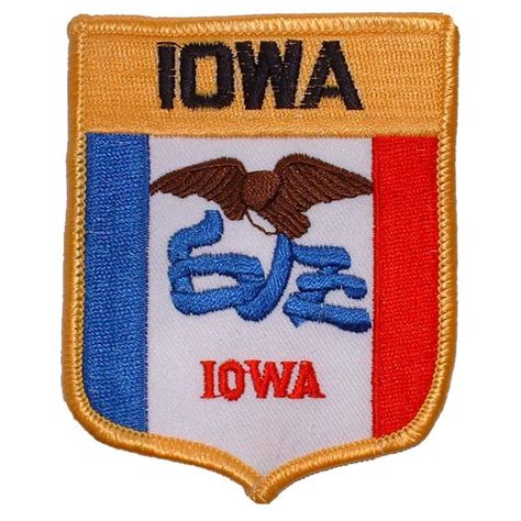 Iowa - State Flag Shield Embroidered Iron-On Patch at Sticker Shoppe