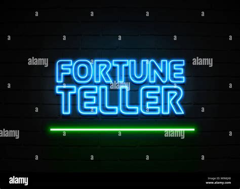 Fortune Teller neon sign - Glowing Neon Sign on brickwall wall - 3D ...