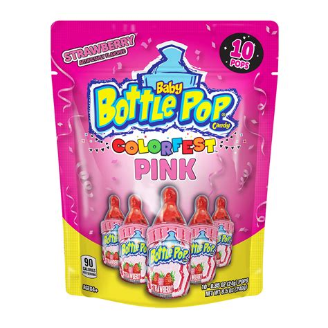 Buy Baby Bottle Pop Colorfest Individually Wrapped Pink Strawberry Party Pack – 10 Count Pink ...