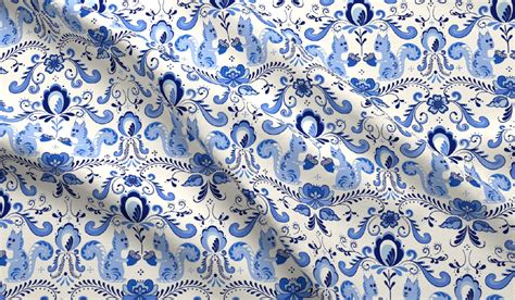 Blue and White Floral Fabric - Weaveron