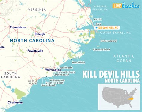 Map of Kill Devil Hills, North Carolina - Live Beaches