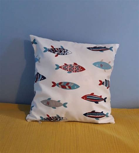 Fish Pattern Cushion Cover in White - Etsy