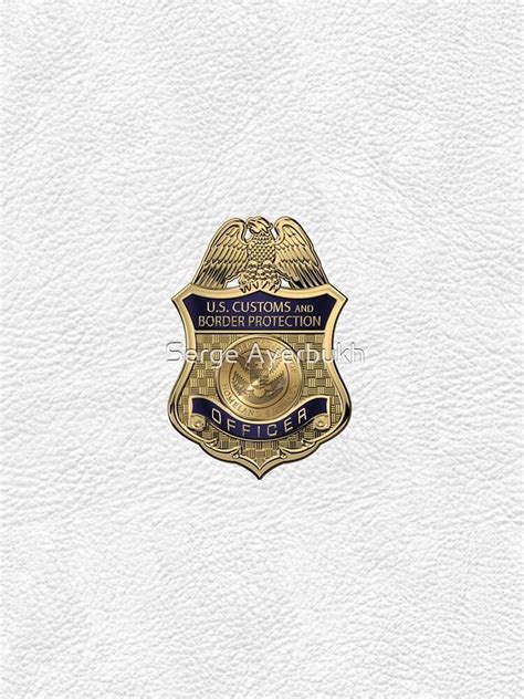 "U.S. Customs and Border Protection - CBP Officer Badge over White Leather" Graphic T-Shirt ...