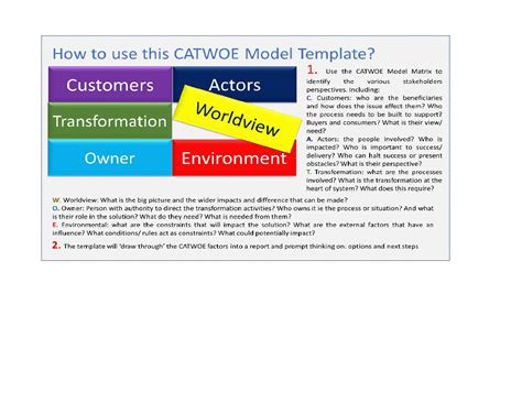 CATWOE Analysis Template and Report Creation Tool (Excel) Slideshow View | Flevy