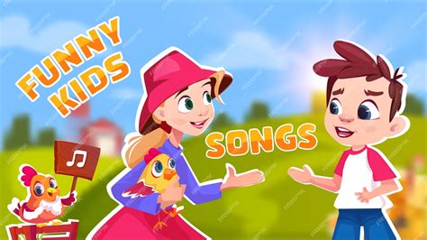 Premium Vector | Funny kids songs concept boy and girl with inscriptions educational music for ...