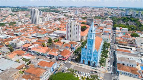 Aerial view of Franca city, mother church. Brazil. 7641210 Stock Photo ...