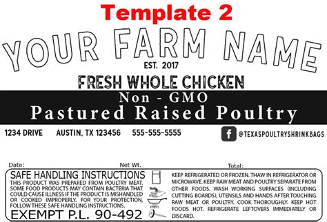 Custom Poultry Freezer Labels – Texas Poultry Shrink Bags