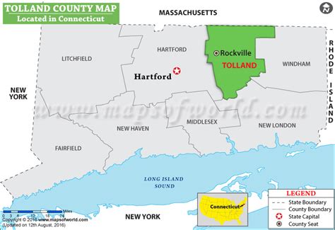 Tolland County Map, Connecticut