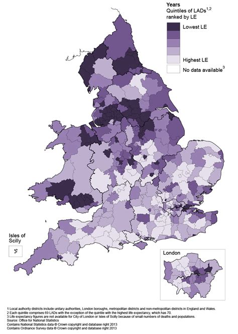 Life Expectancy at Birth and at Age 65 for Local Areas in England and ...