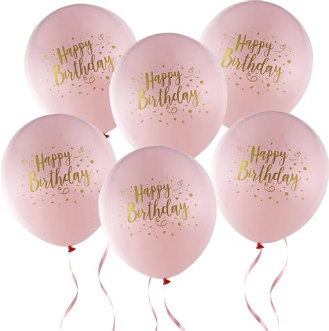 Amazon.com: 36 Happy Birthday Balloons Girl 12" Latex Pink and Gold Decorations for Baby First ...