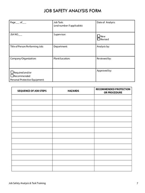 Printable Form Osha Job Hazard Analysis Template - Printable Templates