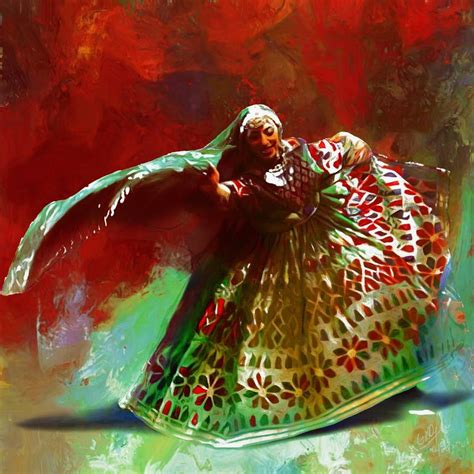 Pashtun Female Dancing Attan Painting by Gull G | Saatchi Art