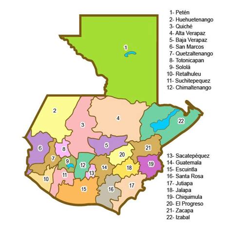 Los Departamentos de Guatemala | Mapa de centroamerica, Guatemala ...